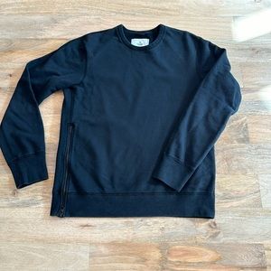 Men’s Reigning Champ Side Zipper Crewneck, Medium, Black